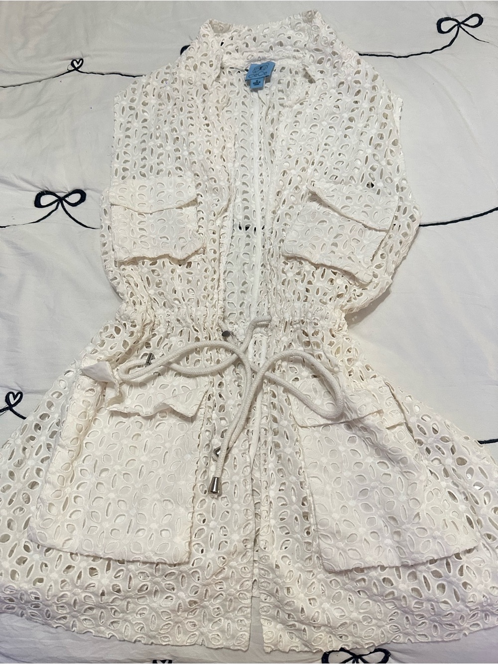 CeCe Cream Eyelet Drawstring Jacket